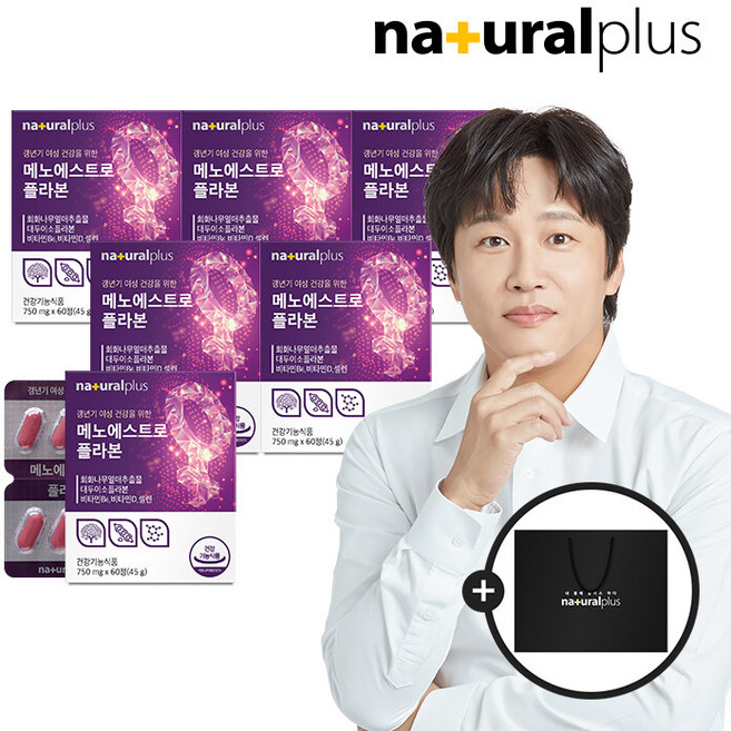 내츄럴플러스 여성 갱년기 메노에스트로 플라본 60정 6박스 + 쇼핑백2호, 6개