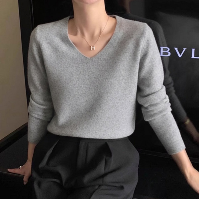 마이쏭 여성 봄니트 기본니트 이너티 로디브이넥니트