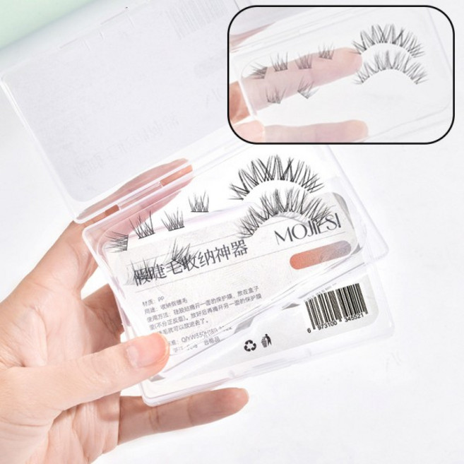 가짜 속눈썹 보관 케이스 투명 끈적 끈적한 실리콘 패드가있는 가짜 속눈썹 컨테이너 정전기 방지 직사각형