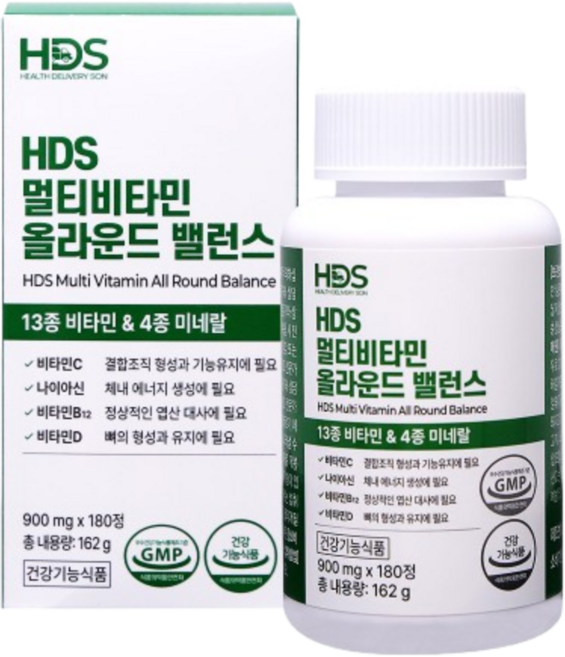 에이치디에스 멀티비타민 미네랄 올인원 종합 영양제 남자 여성 180정 6개월분, 1박스