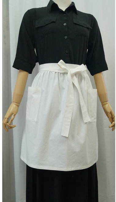 허리 주름 하프 앞치마 주방 앞치마 광목 린넨 무명 무지 에이프런 천아트자수 반제품, 광목(백아이보리), 1개