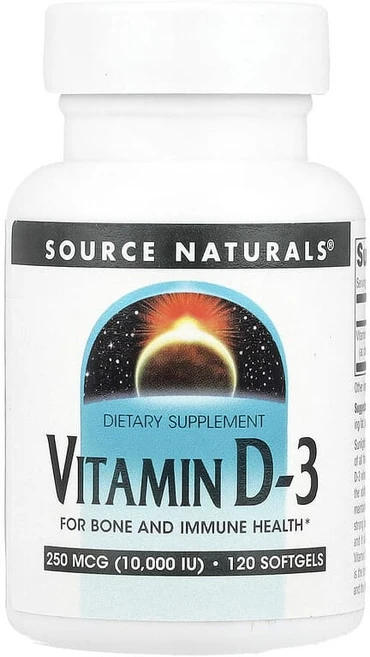 Source Naturals 소스 내추럴스 비타민 D3 10000 IU 120 소프트젤, 1개, 120정 - 쿠팡