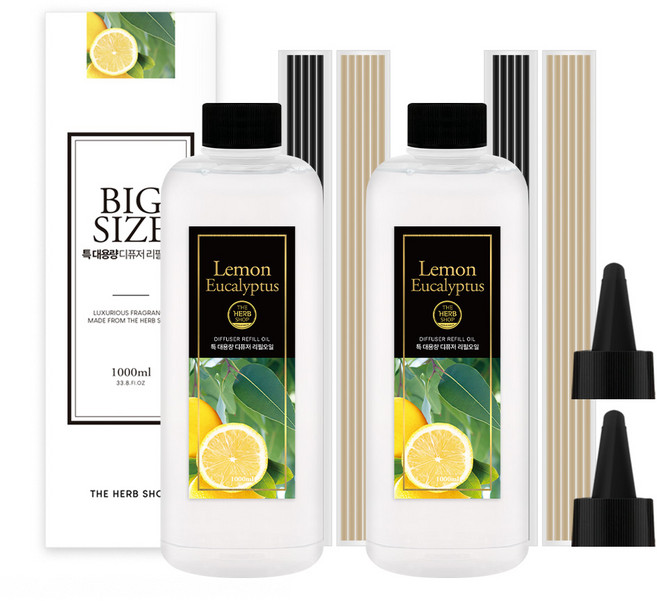 더허브샵 특대용량 디퓨저 리필오일, 2개, 레몬유칼립투스, 1000ml