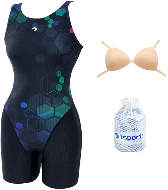 TS스포츠 여성 3부 실내 반신 수영복 24073(브라컵 방수가방 포함)