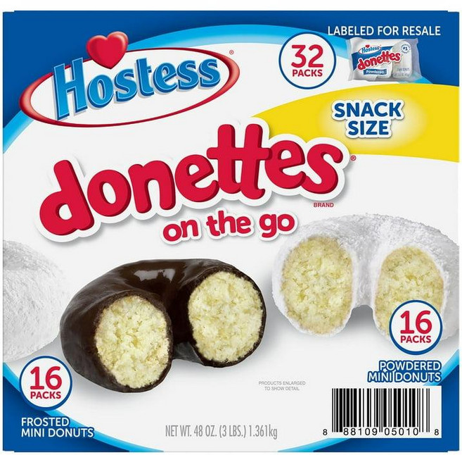Hostess Donettes 스낵 사이즈 도넛 모음 43g x32입, 32개