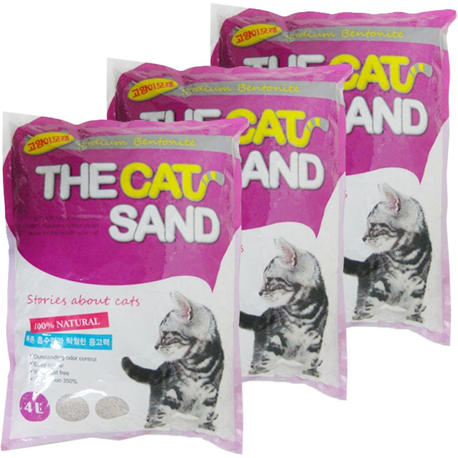 더캣샌드 고양이모래 4L(3.04kg)X3개 벤토나이트 무향, 3개, 4L