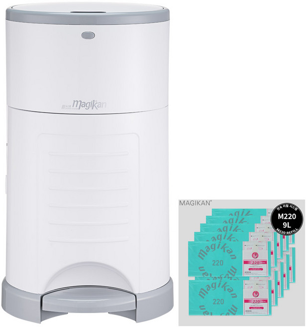 매직캔 휴지통 M220NS 타원형 9L 화이트 미니 속뚜껑 탈부착 주방 씽크대 화장대 화장실휴지통, 9L 화이트 M220NSW+봉투220R10G, 타원형 220+리필