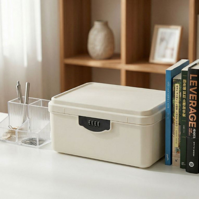 블리버킷 비밀번호 수납함 미니멀 가정용 금고, 1개, 아이보리