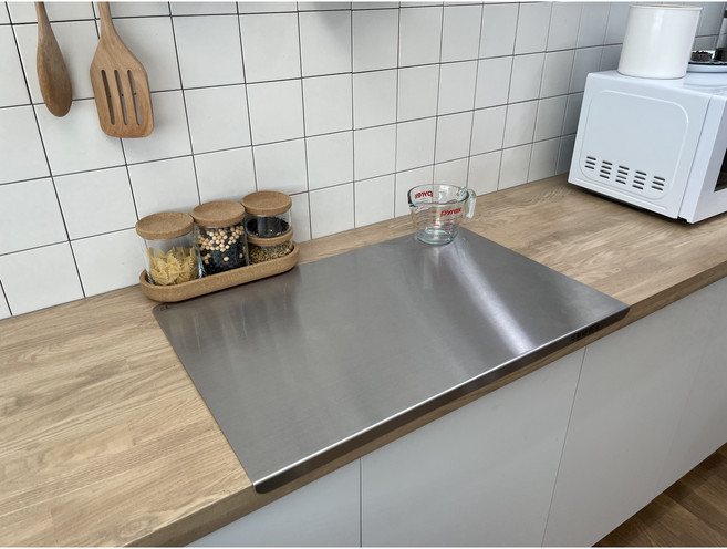 [국산] 자몽베이킹 스테인리스 도마 포스코 316 ㄱ자 절곡형 가정용 업소용 싱크대 상판 보호판, 1개