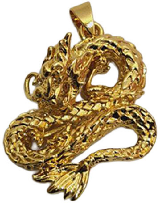 金龍吊墜 (贈黑繩 禮盒) 男女 龍年 金飾 項鏈 仿金飾品 生日禮物, Gold, 1個