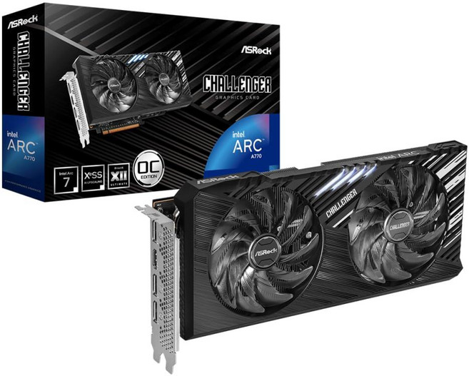 ASRock Challenger SE Intel Arc A770 OC 16GB GDDR6 Graphics Card - 2150 MHz Dual Fan 0dB Silent Coo