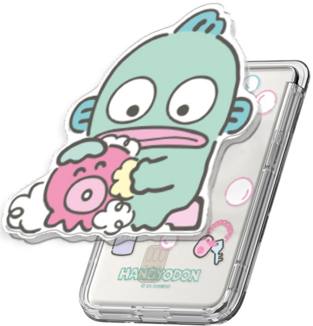 산리오 아크릴 그립 스마트톡 투명 마그네틱 카드지갑(맥세이프 호환), 1개, 목욕_한교동