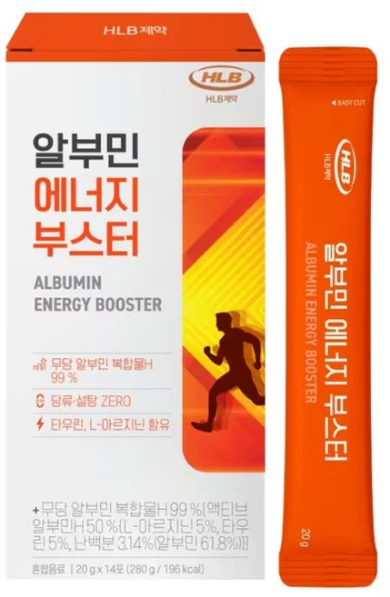 에이치엘비 알부민 에너지 부스터 액상스틱 14p, 280g, 4개 - 쿠팡