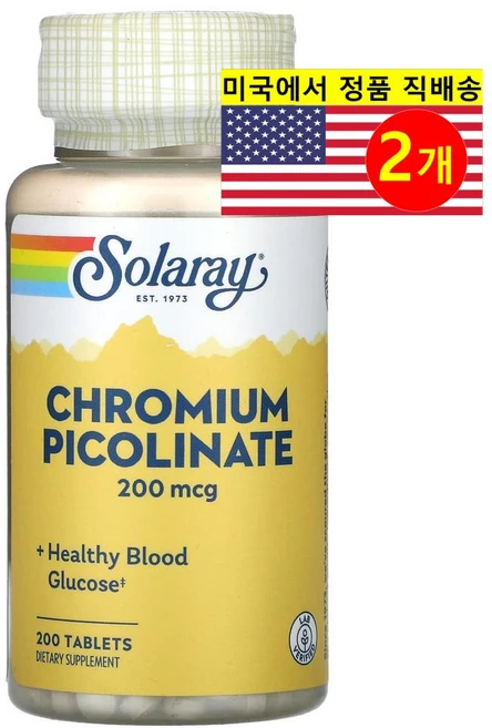 쏠라레이 피콜린산크로뮴 200mcg 200정, 2개 - 쿠팡