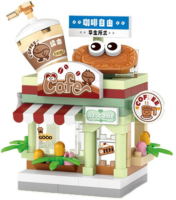 LOZ 나노블럭 미니블럭 캐릭터 베이비 야옹, 10.카페 하우스, 1개