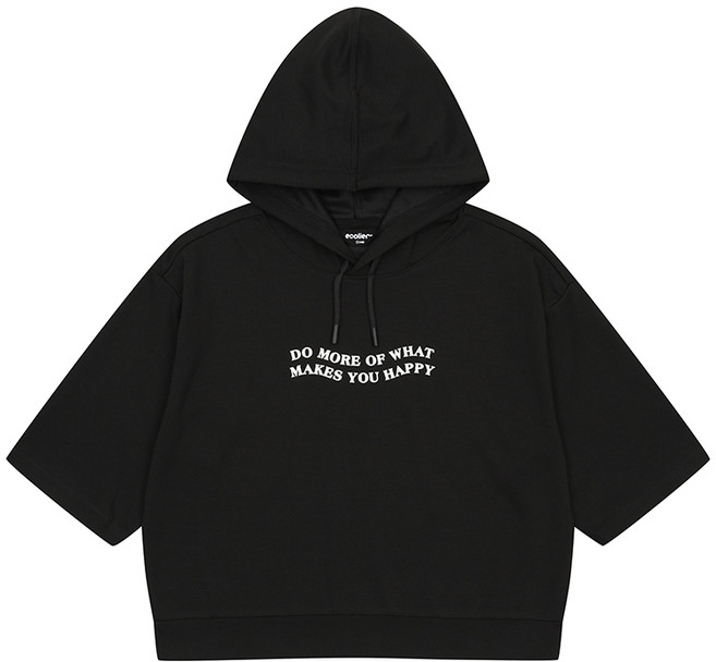 에꼴리에 여아 레터링 포인트 7부 후드 티셔츠 23C0483 BK