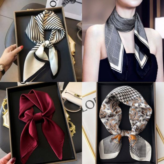 LND 루아 고급 실크 쁘띠 스카프 70x70 봄 가을 데일리 쉬폰 정사각 판촉 사은품