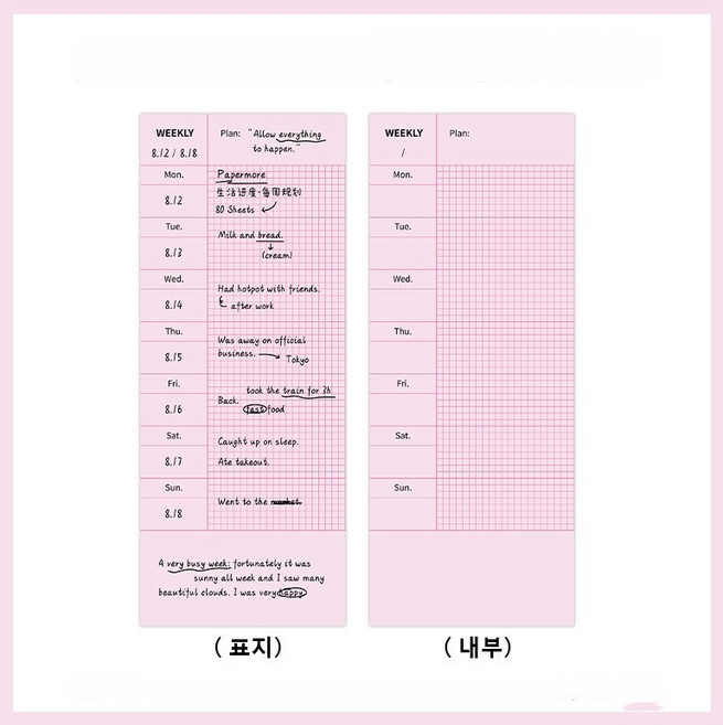휴대 일일체크표 체크리스트 메모 스케줄러 미니 플래너, 2개, 80매, 주간계획