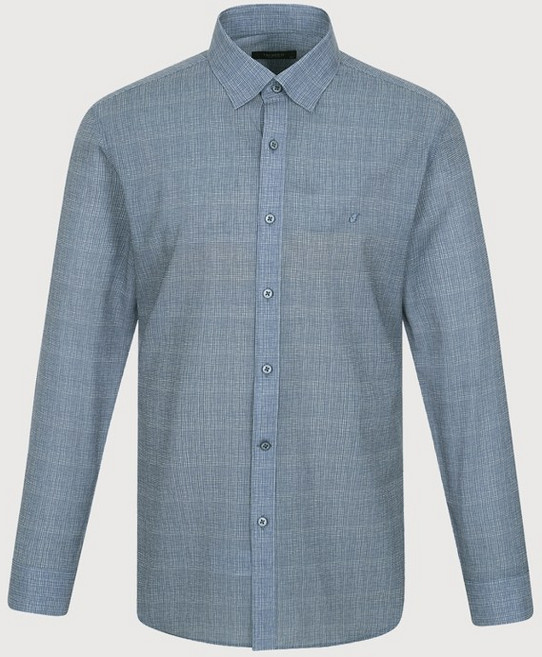 [봄 여름 이월 특가] 트레몰로 (주)세정 남성 마이크로 프린트 구김 적고 찰랑찰랑 시원한 블루 스판 남자 얇은 긴팔 캐주얼 셔츠 -7881 트레몰로7881