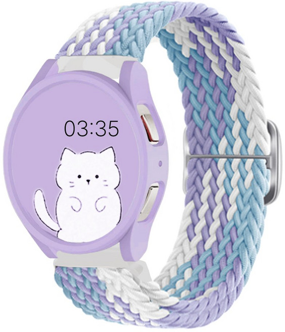 아이비온 갤럭시워치 솔로 루프 니트 스트랩 밴드 + 케이스 세트, 퍼플믹스