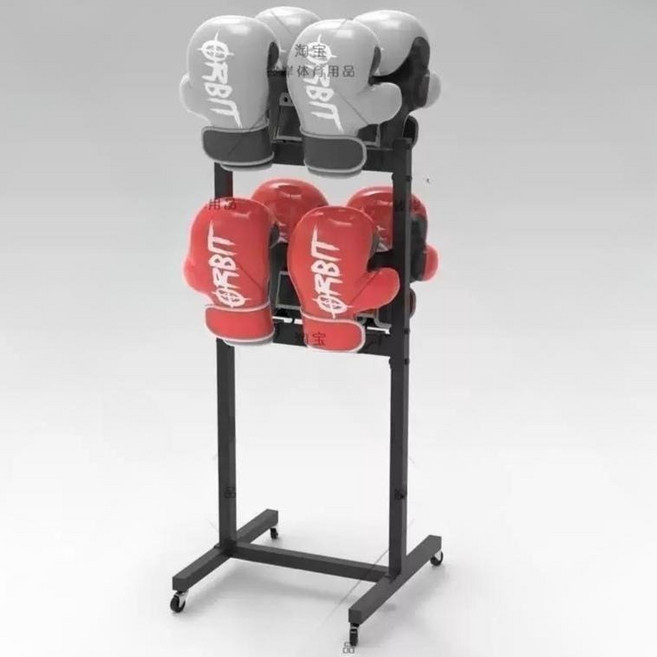 권투 글러브 거치대 후크 복싱 수납 선반 정리대 장갑 걸이 진열대, 1개, 블랙바퀴 포함(4쌍 보관 가능)