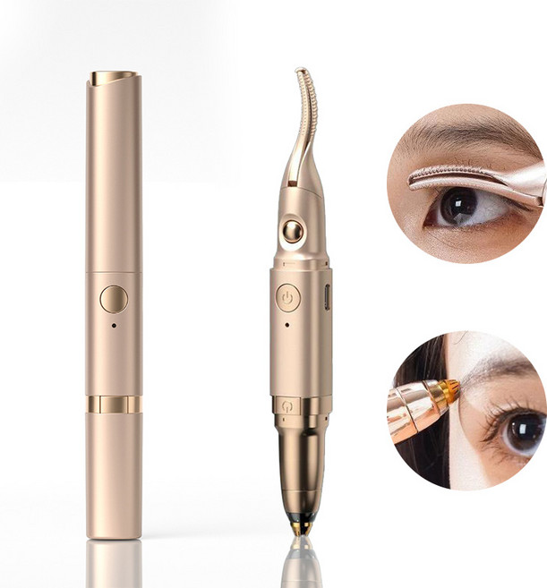 Kiboer 다기능 2 in 1집게형 속눈썹 고데기 눈썹 정리기 2단계 온도 조절 휴대 편리 C타입 충전, 블랙