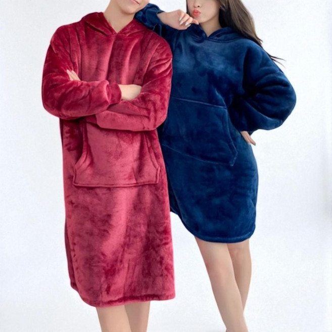 극세사 입는 담요 겨울 잠옷 망토 후드담요 커플 수면잠옷