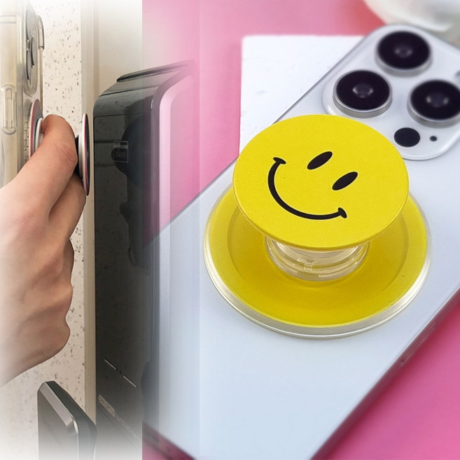 TOK TOK 투명 귀욤이 도어락 맥세이프 자석 그립 톡홀더 거치대 아이폰 갤럭시 휴대폰 핸드폰 스마트톡, 4.웃음, 1개