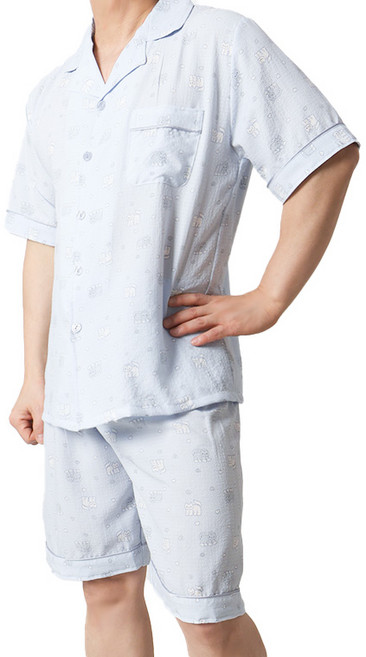 폭스 엠보 시어서커 카라 반팔 잠옷세트 E6 남성용