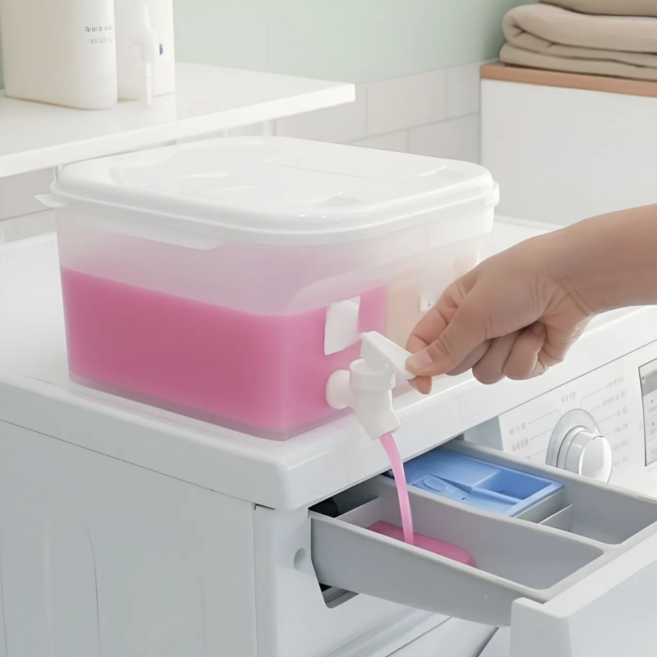 하루모음 눌러쓰는 수도꼭지 세제통 디스펜서 2구 + 계량컵, 1개