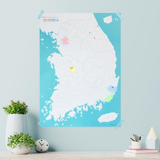 트렌디 전국 여행 색칠지도 - 컬러링 색칠공부 도안 우리나라 백지도, 02. 핑크