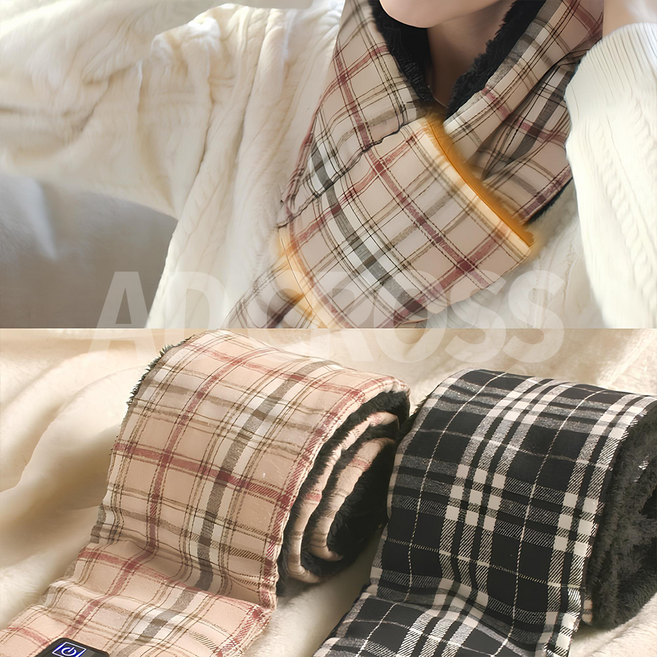 [인포벨]TV홈쇼핑정품 애드크로스 후끈후끈 겨울 보온 열도리 워셔블 온도조절 밍크 보아털 머플러, 브라운