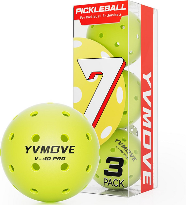 YVMove V40Pro 야외 피클볼 - 균열 저항성을 위한 매끄러운 회전 성형 USAPA 표준 바운스 & 플라이트 토너먼트패밀리 게임용 네온 그린 40홀 피클볼3팩12팩, 12 Pack - Neon