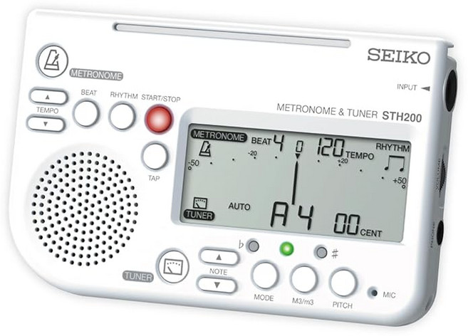SEIKO 세이코 메트로놈 튜너 대음량 악보대 장착 가능 취주악부에 최적 화이트 STH200WH, 1개