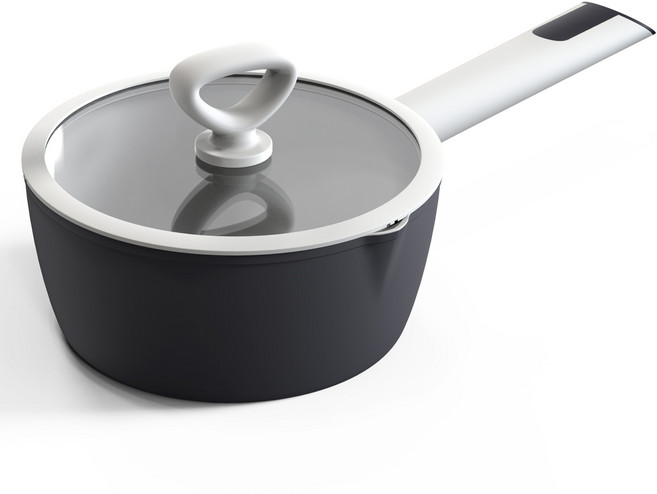 AURURA 냄비 이유식냄비 라면냄비 인덕션 가스레인지 겸용 세라믹코팅 주방용 조리기구 모던 스타일 주방용품 SM011, 1개, 모던 톤의 그레이, 18cm