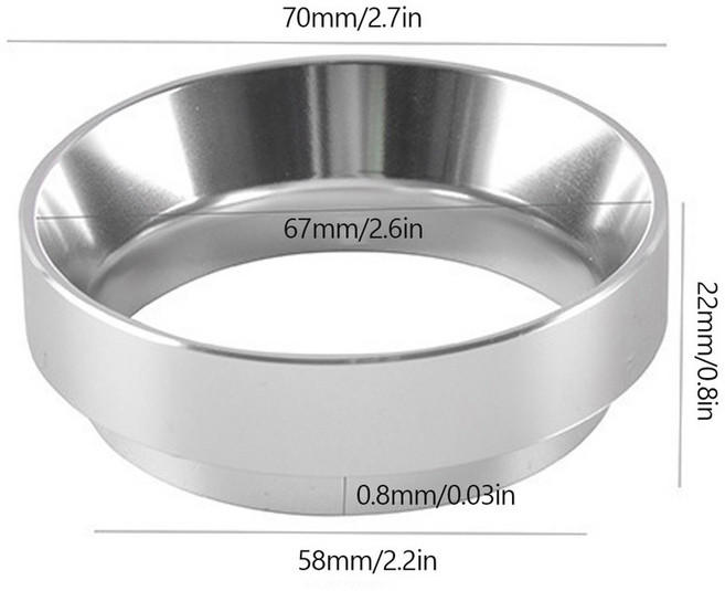 마그네틱 알루미늄 도징 링 컵 깔때기 58mm 53mm 51mm 필터 브루잉 보울 커피 파우더 바구니 포타필터 브레빌, 58cm, 1개