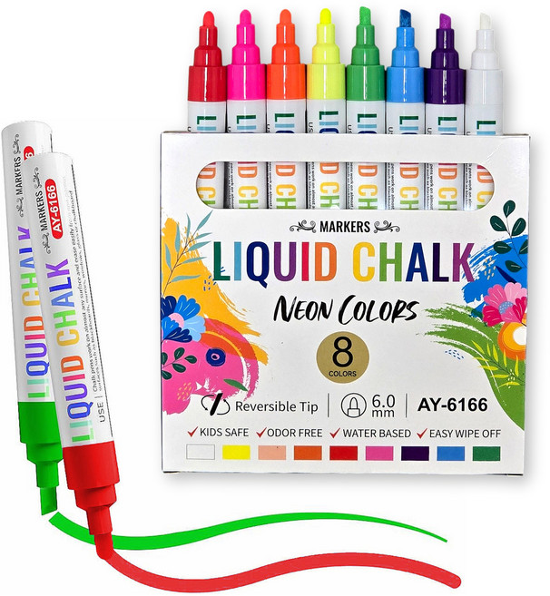 Glapy 지워지는 더블팁 윈도우마카, 1세트, 8색