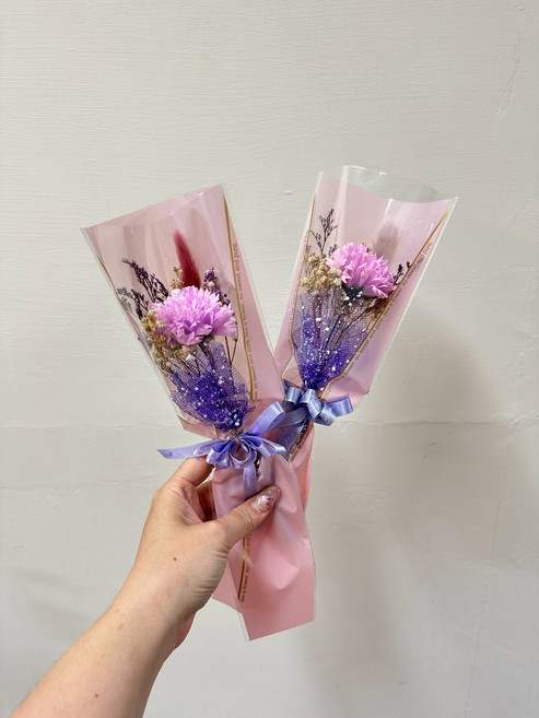 迷你乾燥花束 永生花束 裝飾小物, 紫色