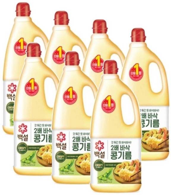 CJ 백설 2배 바삭 콩기름, 1.8L, 7개