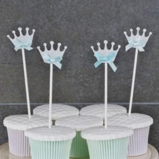 케이크토퍼 데코픽 4입 물방울왕관 [실버], 단품