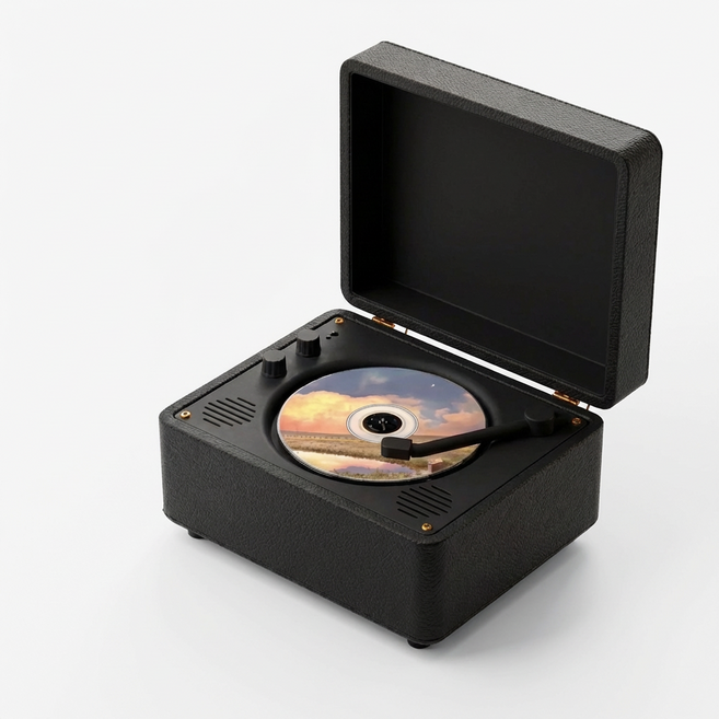 스타일닥터 레트로 CD 플레이어 블루투스 스피커 주제이 굿즈 선물, M525i, 블랙