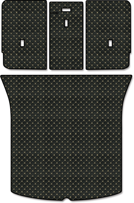 가죽 퀼팅 테슬라 모델Y 주니퍼 전용 2025 등커버 트렁크매트 세트, 일체형, 블랙+골드스티치