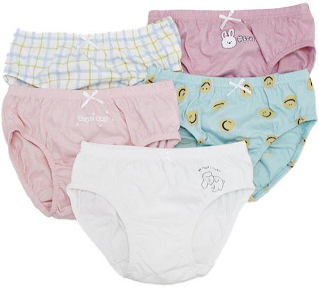 물랑루즈 슈퍼샤이 무형광 순면 삼각팬티 5종 여아동