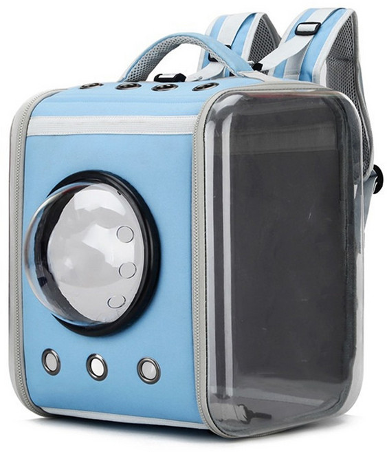 우아지오 반려동물 투명 외출가방 우주선 네모백팩, 1개, 민트