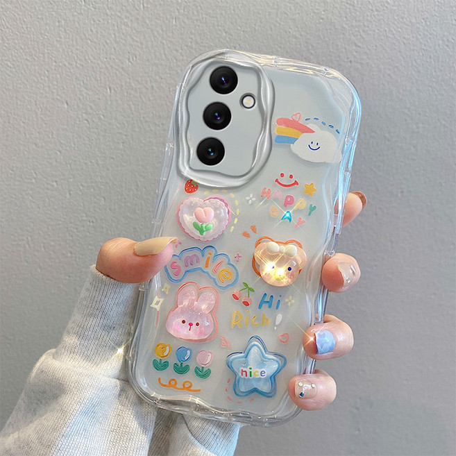 나무나라 갤럭시A16 A15 A14 A13 A12 물결 웨이브 입체 캐릭터 투명 젤리케이스 CY273