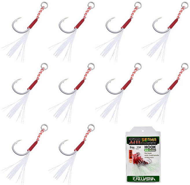 행운을파는낚시 IM ISEAMA 싱글 어시스트훅 지깅훅 메탈지그 캐스팅 농어 삼치 방어, 1세트, 10개입