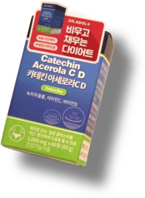 (정품)닥터아돌 카테킨아세로라CD 체지방감소 혈중 콜레스트롤개선 카세킨함유 1000mg*, 1개, 60정 - 쿠팡