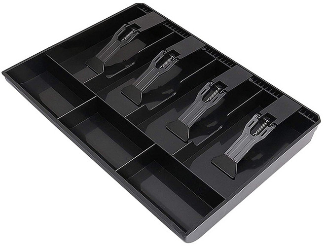 금전 등록기 서랍 - 현금 머니 트레이 교체 4 Bill/3 코인 금전 등록기 삽입 트레이 12.6 x 9.6 x 1.4inch, 검은색, 1개