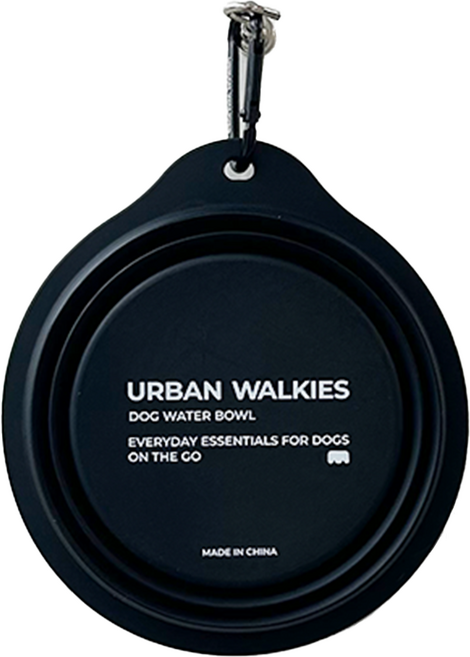 어반워키스 강아지 휴대용 접이식 실리콘 물그릇 350ml, 1개, 블랙
