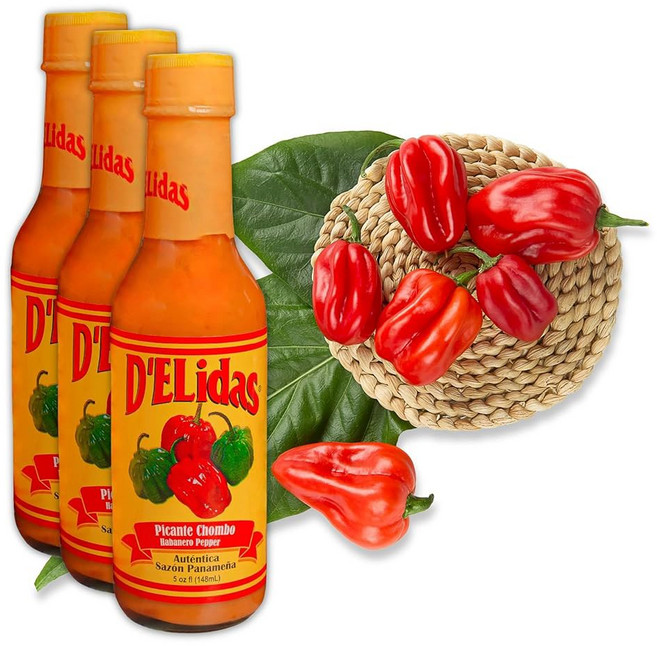 딜리다스 하바네로 핫소스 내추럴 하바네로 페퍼 핫소스 촘보 피칸테 소스 #1 파나마 비GMO 케토 프렌들리 푸드 하바네로 소스 5플 오즈(3팩)
